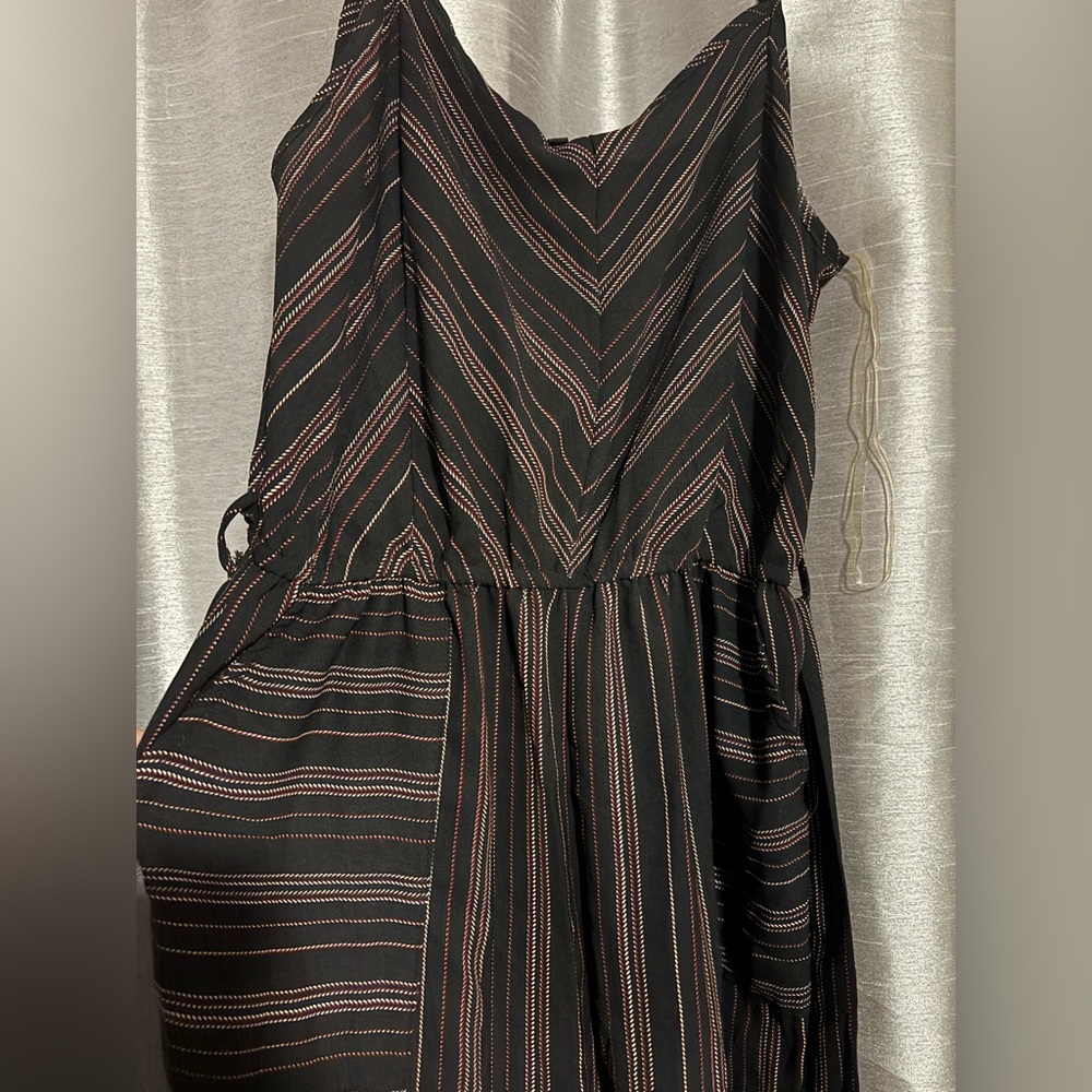 Earth color striped jumpsuit